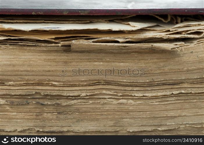 Old worn paper sheets of book