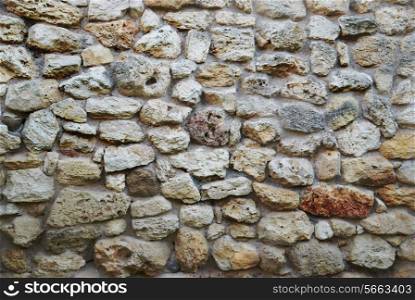 Old yellow stone wall from ancient bricks. Texture for background