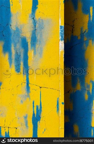 Old yellow wall with crackle at painting background design 3d illustrated