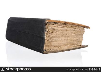 Old yellowed book. Isolated on white background