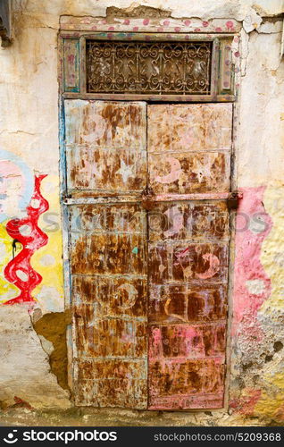 olddoor in morocco africa ancien and wall ornate brown