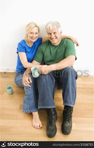 Older couple drinking tea
