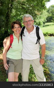 Older couple hiking