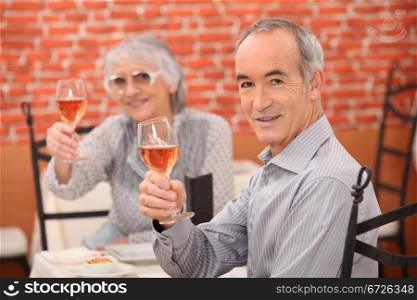 Older couple in a restaurant