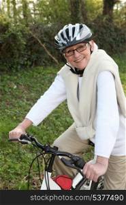 Older woman riding her bicycle