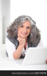 Older woman using a laptop computer