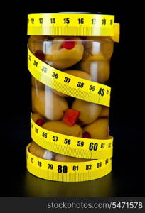 olive and measuring tape- healthy food