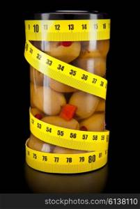 olive and measuring tape- healthy food