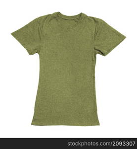 Olive green color T-shirt on woman body