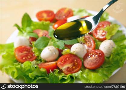 olive oil and salad