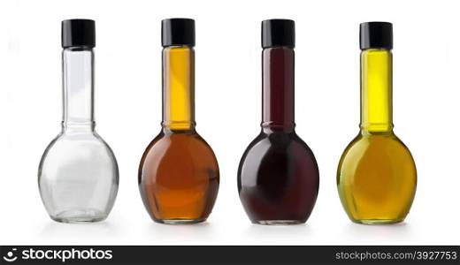 Olive oil and vinegar bottles. Isolated on white background