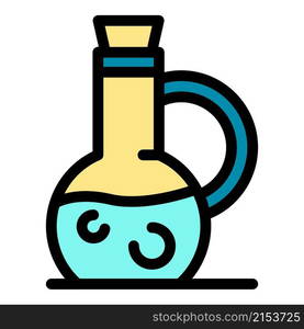 Olive oil bottle icon. Outline olive oil bottle vector icon color flat isolated. Olive oil bottle icon color outline vector