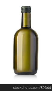 Olive oil bottle on white background