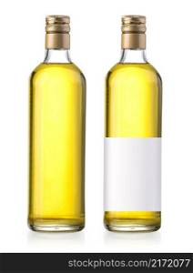 Olive oil bottle on white background with blank label (includes clipping path)