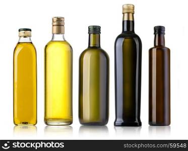 Olive oil bottles isolated on white background