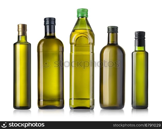 Olive oil bottles isolated on white background