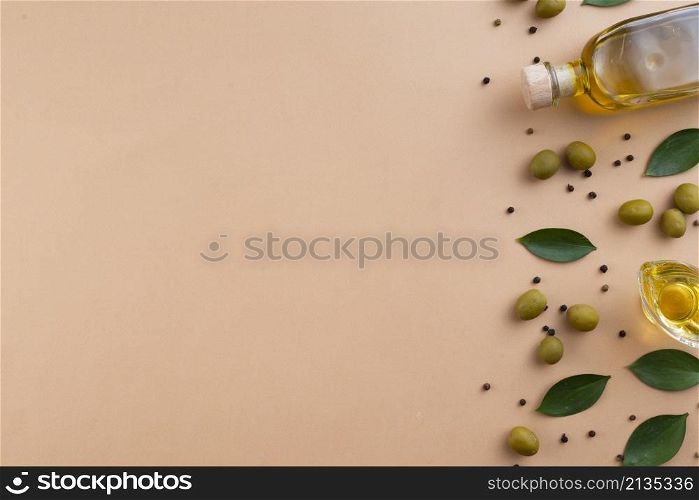 olive oil frame background with copy space