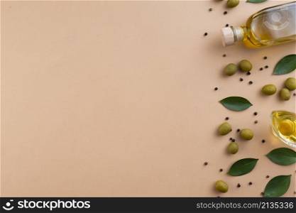 olive oil frame background with copy space