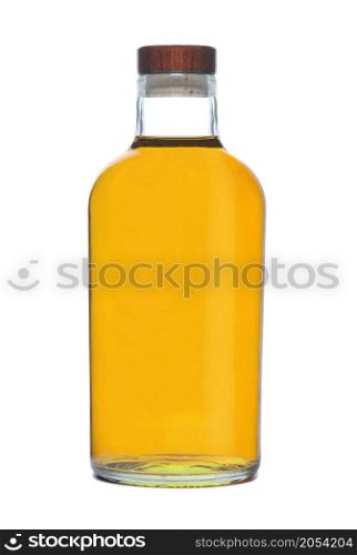 Olive oil in a bottle on white. Olive oil in a bottle
