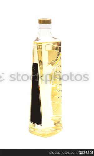 Olive oil in a plastic bottle isolated on white