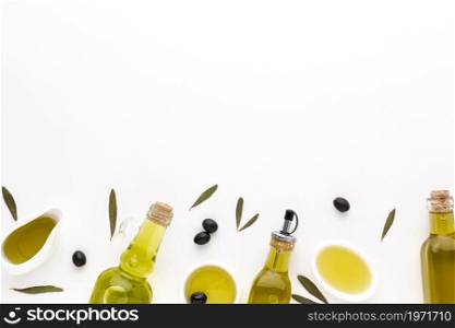 olive oil saucers bottles. High resolution photo. olive oil saucers bottles. High quality photo