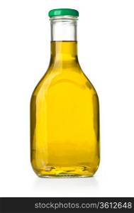 olive oil square bottle isolated on white background