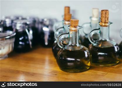 Olive oilin rustic jars