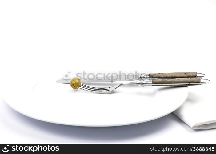Olive on plate