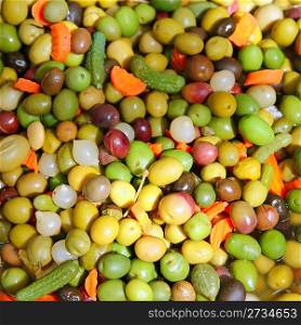 olives and pickles texture food pattern mediterranean style