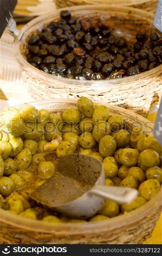 Olives on sale in a French market