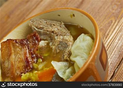 Olla podrida - Spanish stew made from pork and beans,