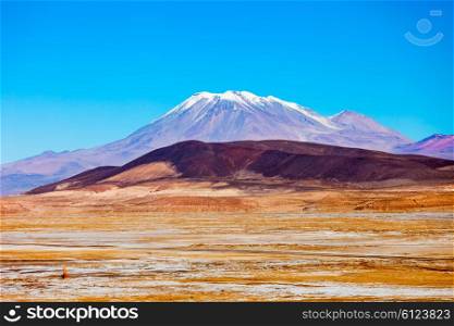 Ollague stratovolcano in the Andes, on the border between Bolivia and Chile.
