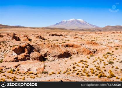 Ollague volcano is a massive stratovolcano on the border between Bolivia and Chile.