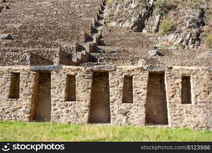 Ollantaytambo Inca ruined town in southern Peru.
