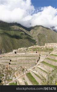 Ollantaytambo stone ruins from the inca people