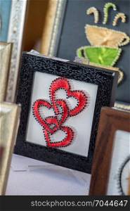 olorful decorative objects in the shape of a heart