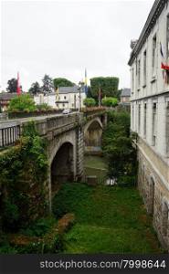 OLORON-SAINTE-MARIE, FRANCE ? CIRCA JULY 2015 Old arch stone bridge