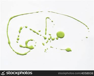 OLYMPUS DIGITAL CAMERA. green splashes white canvas