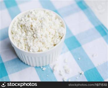 OLYMPUS DIGITAL CAMERA. High resolution photo. dish full cottage cheese. High quality photo