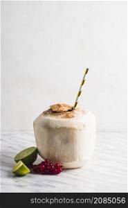 OLYMPUS DIGITAL CAMERA. still life healthy coconut smoothie