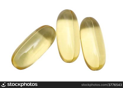 Omega 3 Capsules closeup on white background