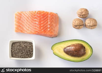 Omega-3 products on the white background