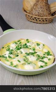 Omelet with goat cheese (Adygei cheese) and green onions