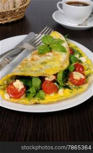 Omelet with spinach, basil, dill, cherry tomatoes and cheese Adyg&#xA;&#xA;