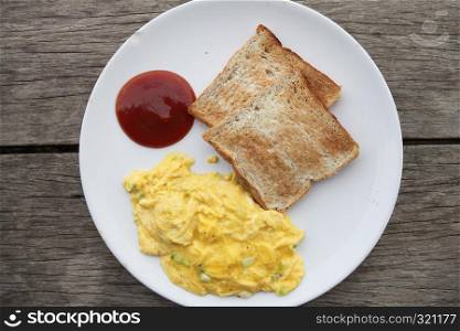 omelette on wood background