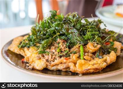 omelette - Thai spicy Style with pork basil