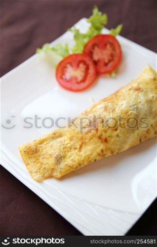 omelette with potato in close up