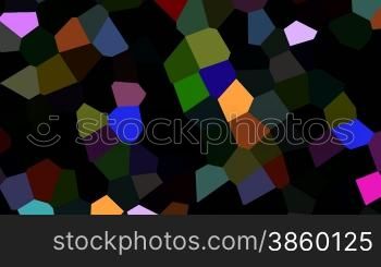 On a black background rotate rapidly and twinkling colorful pieces.