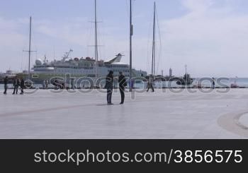 On quay of the black sea on april, 28 2009 in Yalta, Ukraine.