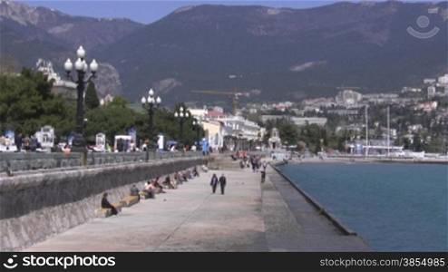 On quay of the black sea. Yalta, Ukraine.